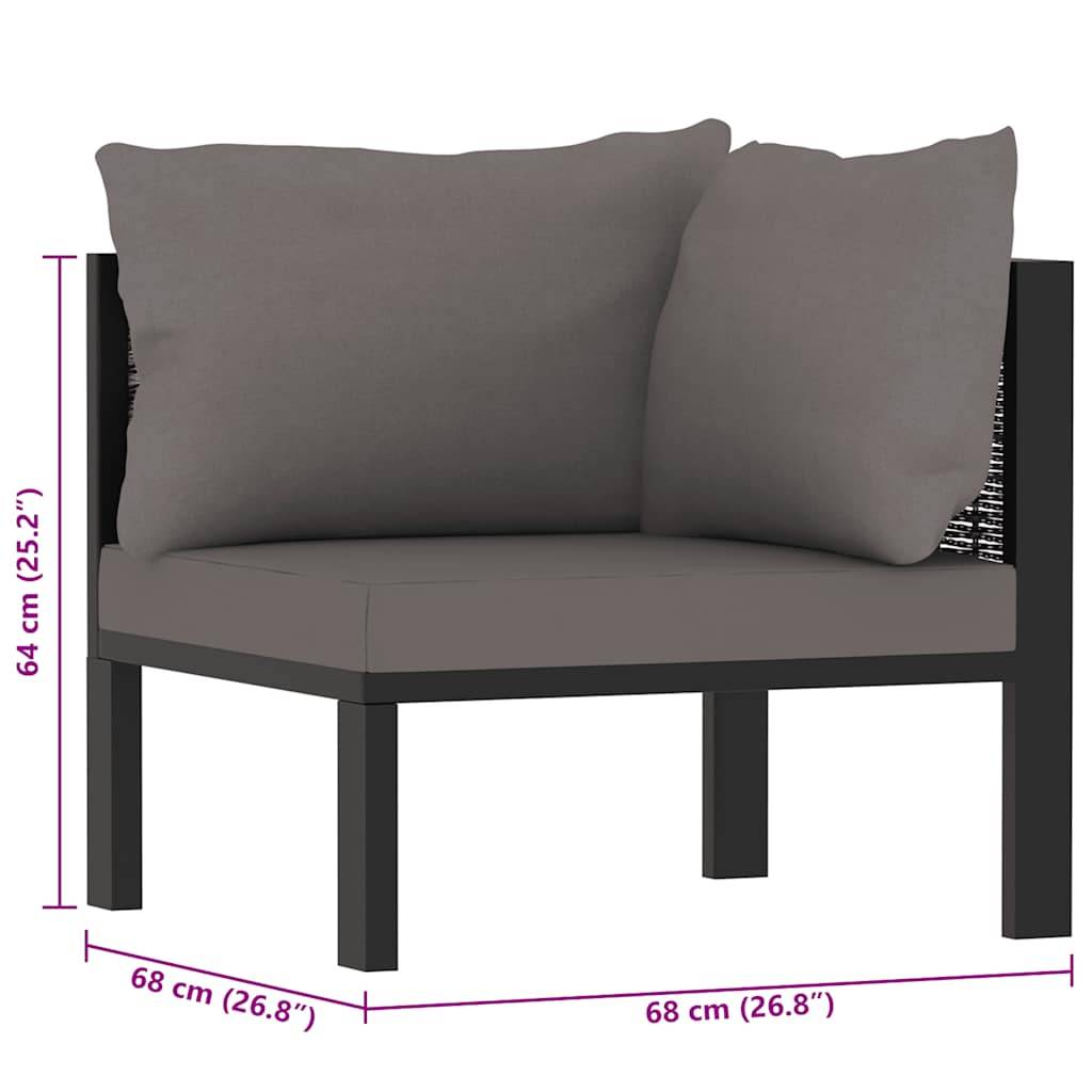 vidaXL Sofa-Eckelement mit Linker Armlehne Poly Rattan Anthrazit