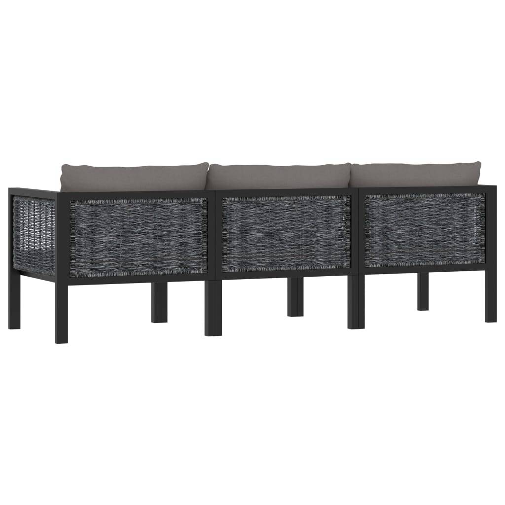 vidaXL 3-Sitzer-Sofa mit Auflage Anthrazit Poly Rattan