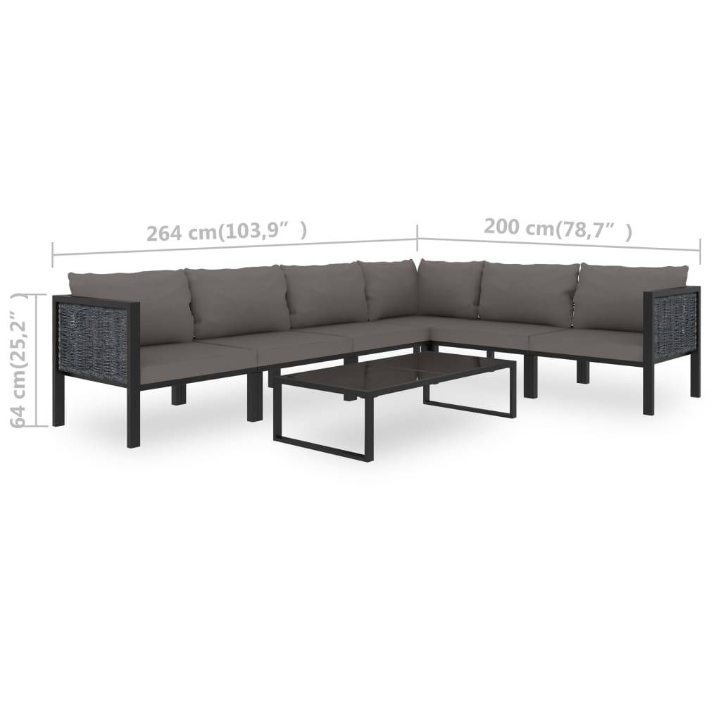 vidaXL 7-tlg. Garten-Lounge-Set mit Auflagen Poly Rattan Anthrazit