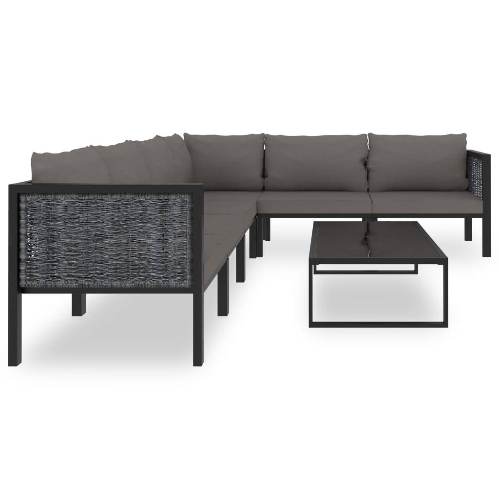 vidaXL 7-tlg. Garten-Lounge-Set mit Auflagen Poly Rattan Anthrazit