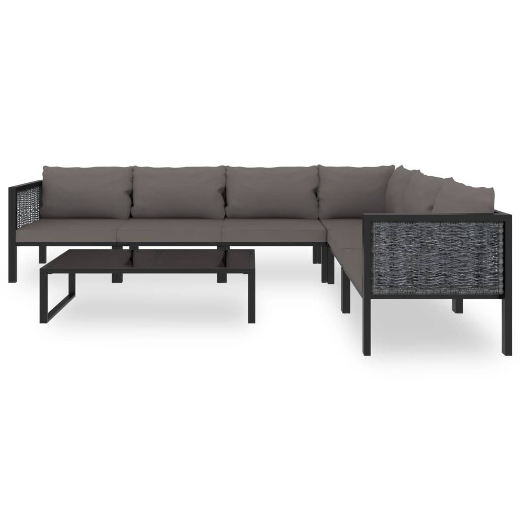 vidaXL 7-tlg. Garten-Lounge-Set mit Auflagen Poly Rattan Anthrazit