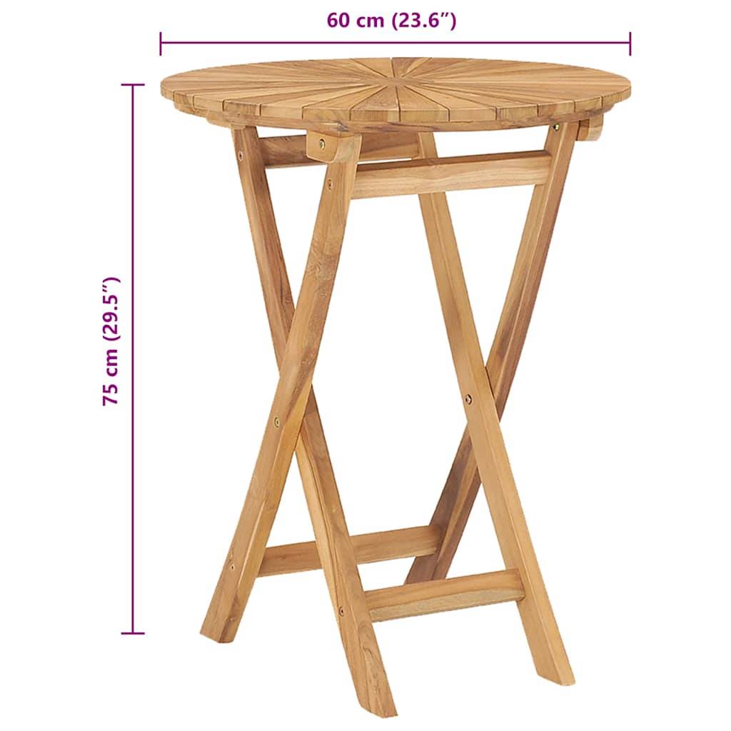 vidaXL Gartentisch Klappbar Ø 60 cm Massivholz Teak