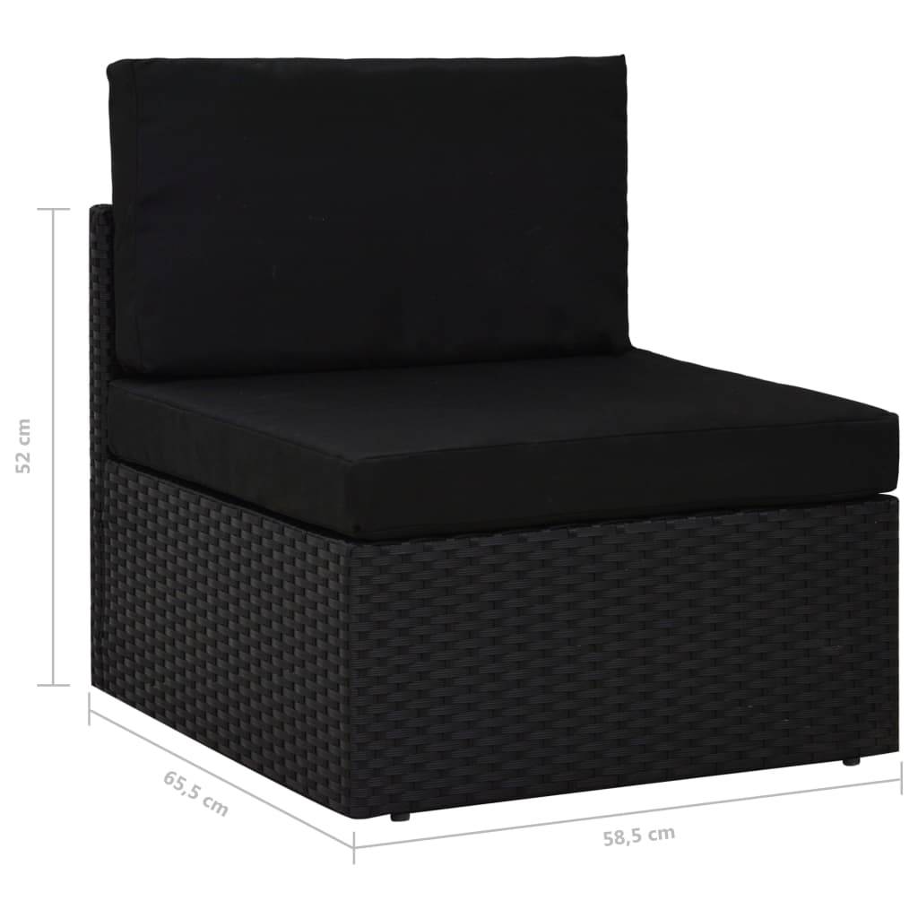 vidaXL Modulares 2-Sitzer-Sofa Poly Rattan Schwarz