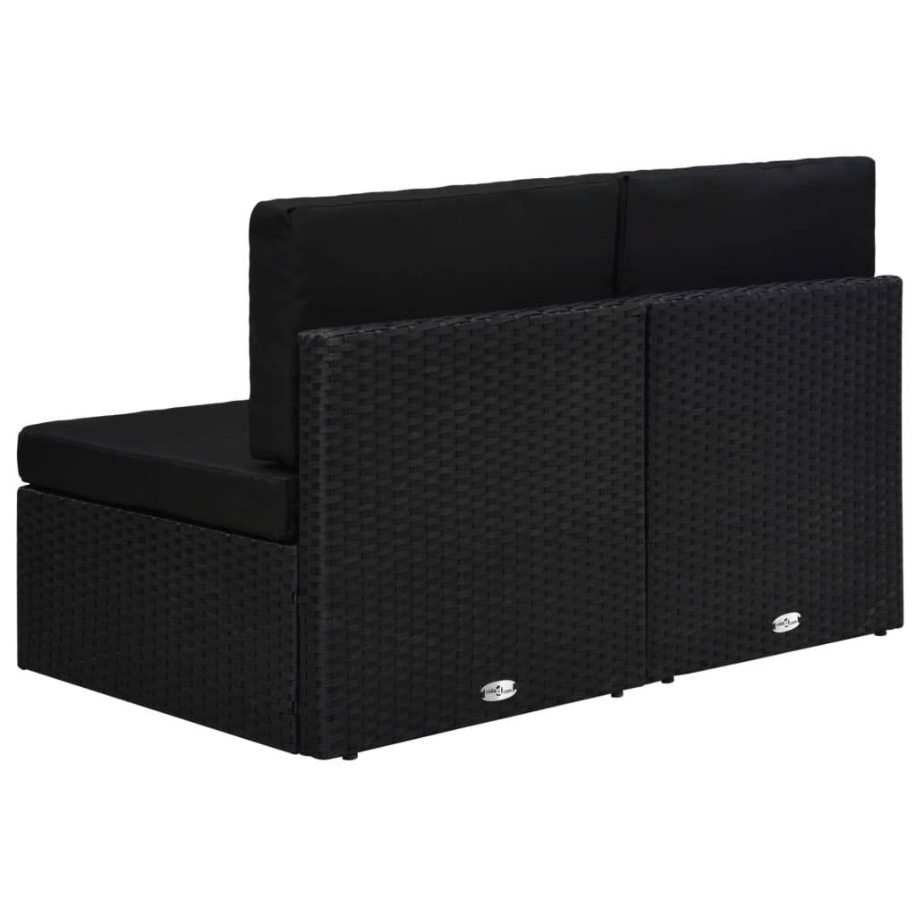 vidaXL Modulares 2-Sitzer-Sofa Poly Rattan Schwarz