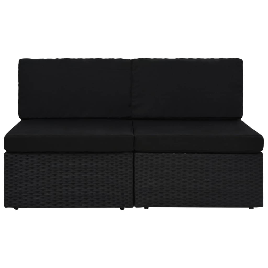 vidaXL Modulares 2-Sitzer-Sofa Poly Rattan Schwarz