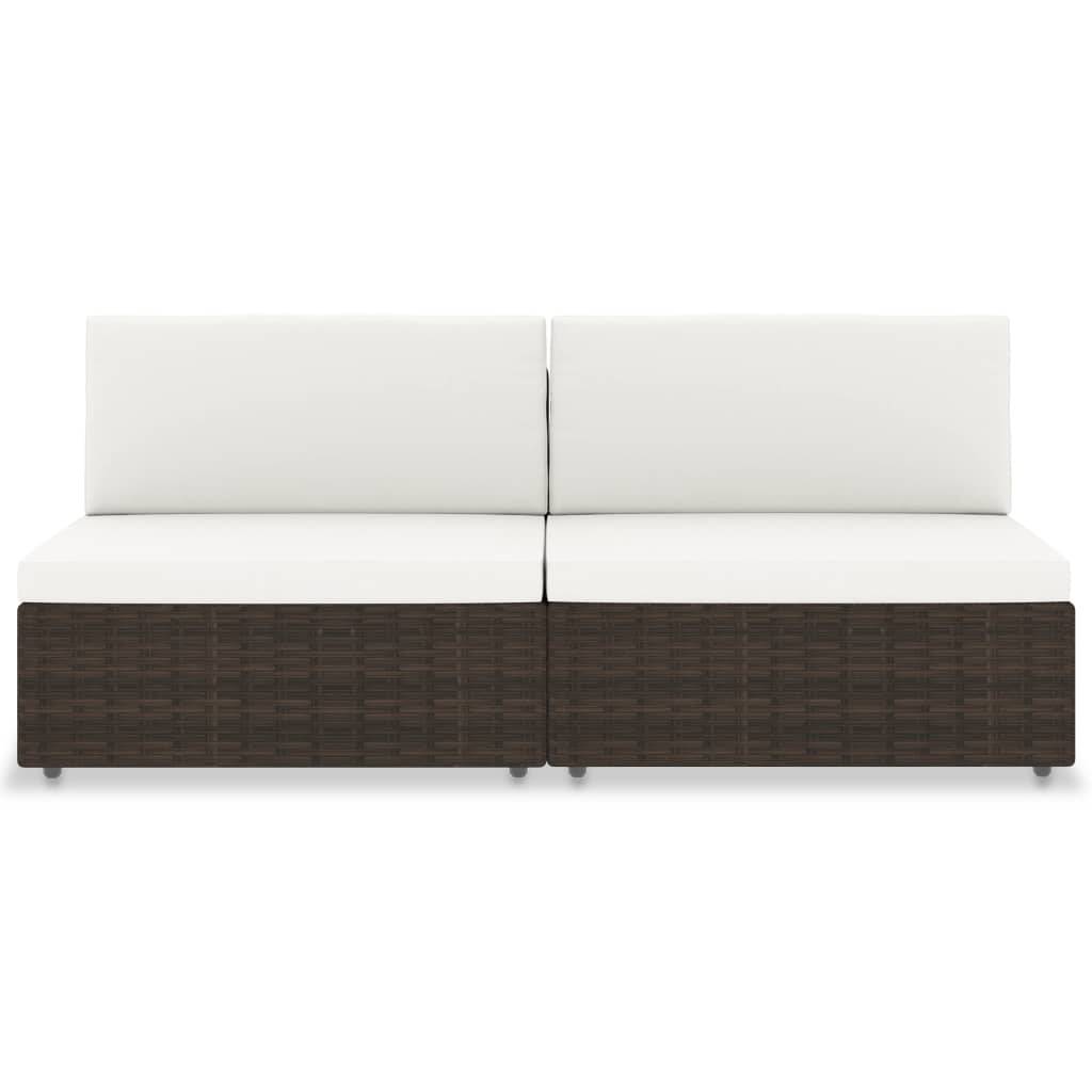 vidaXL Modulares 2-Sitzer-Sofa Poly Rattan Braun