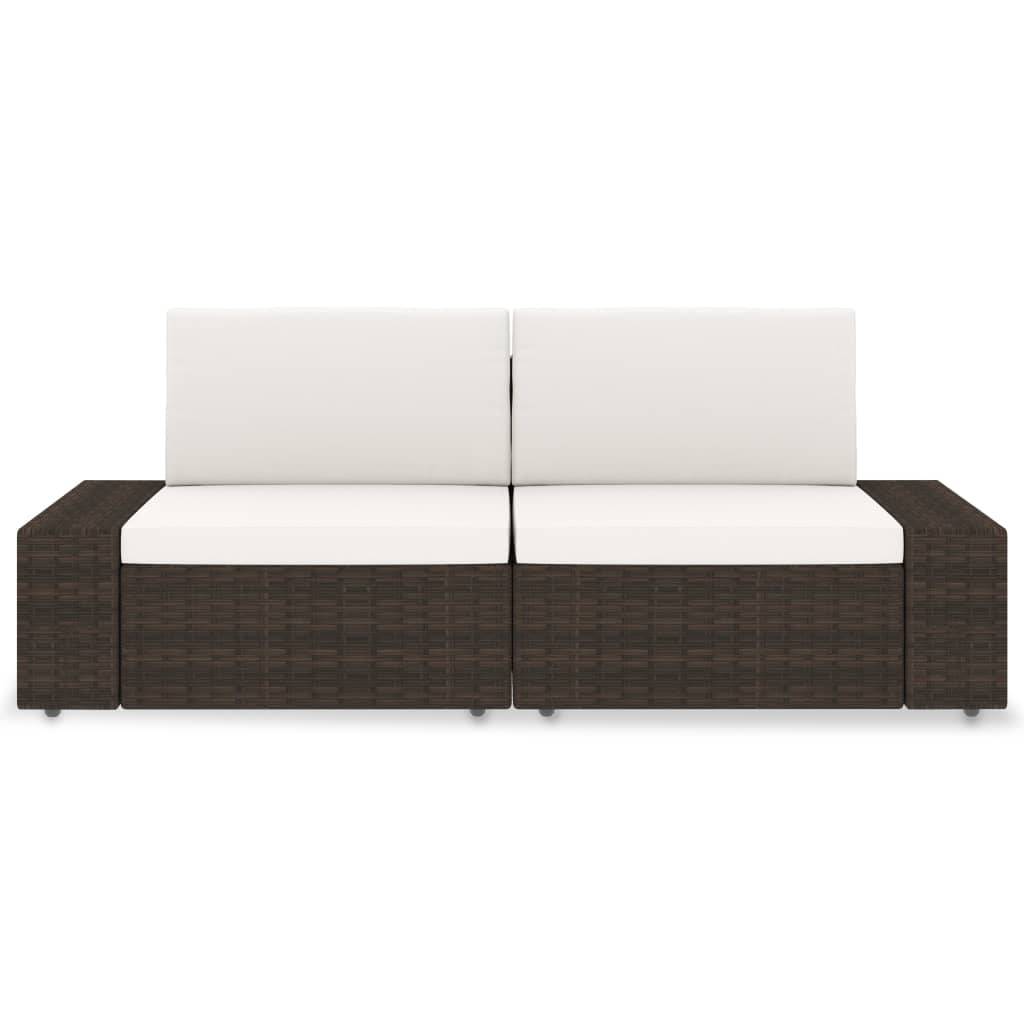 vidaXL Modulares 2-Sitzer-Sofa Poly Rattan Braun