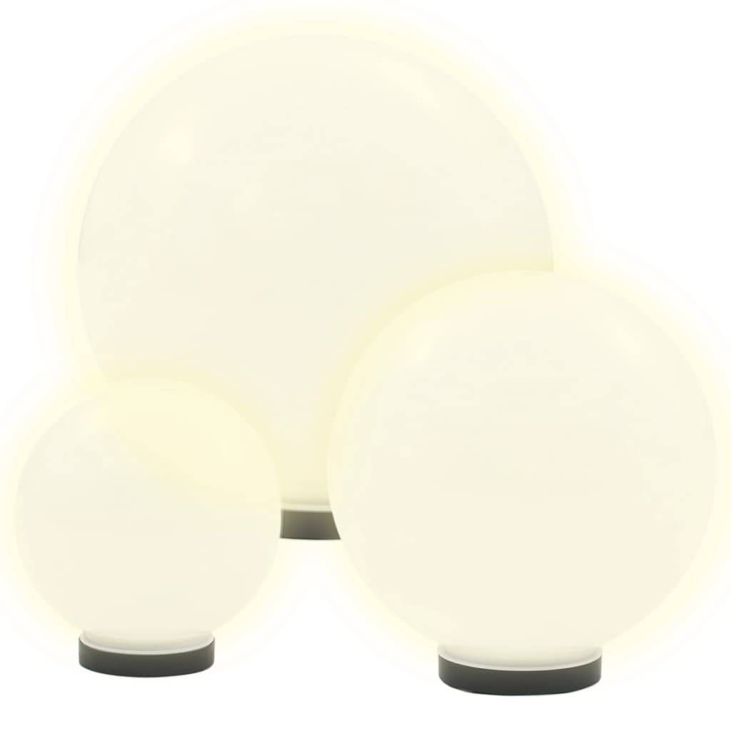 vidaXL LED-Gartenleuchten-Set 3-tlg. Kugelförmig 20/30/40 cm PMMA