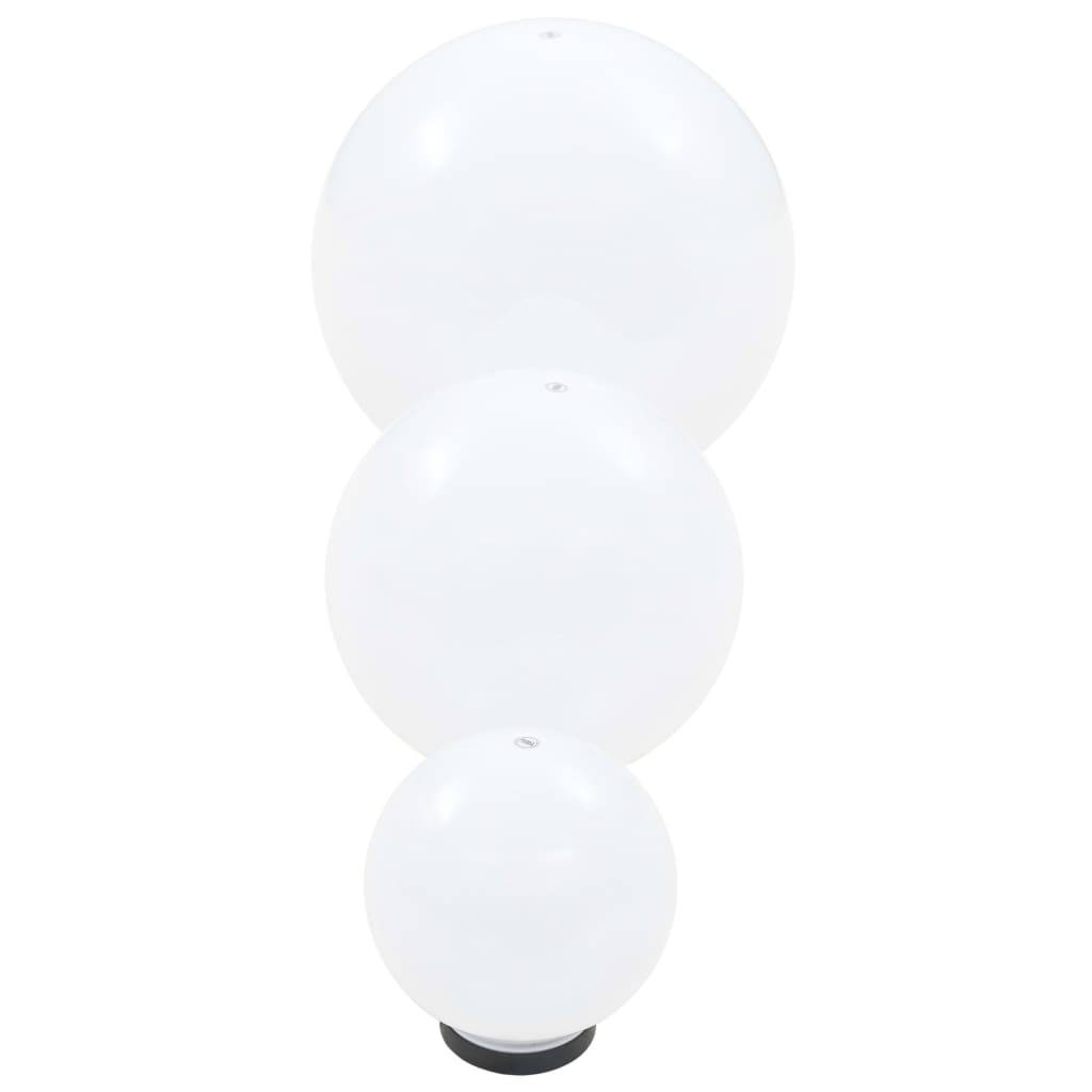 vidaXL LED-Gartenleuchten-Set 3-tlg. Kugelförmig 20/30/40 cm PMMA