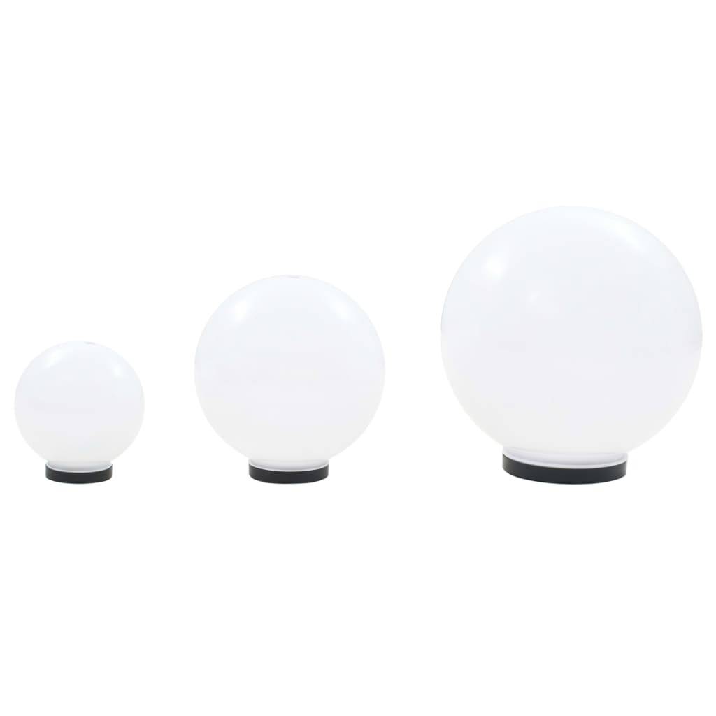 vidaXL LED-Gartenleuchten-Set 3-tlg. Kugelförmig 20/30/40 cm PMMA