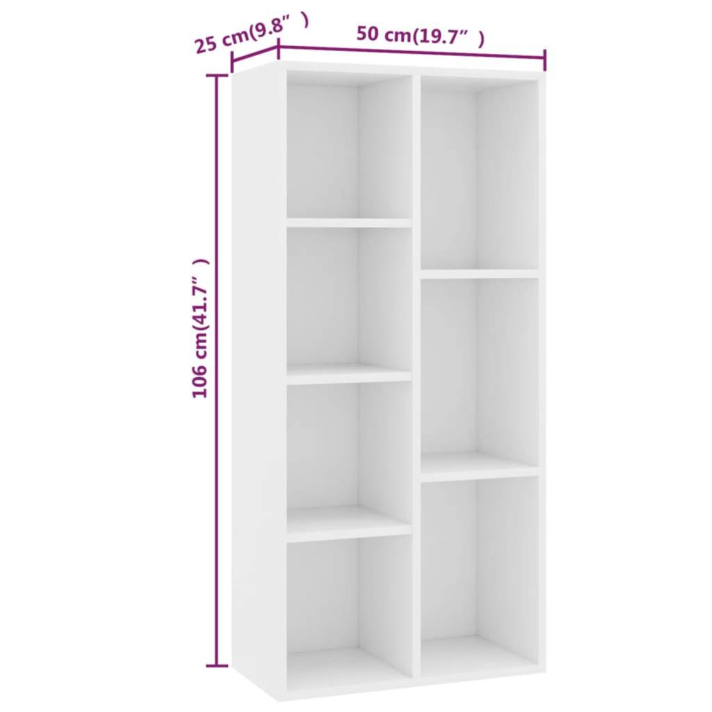 vidaXL Bücherregal Weiß 50×25×106 cm Holzwerkstoff