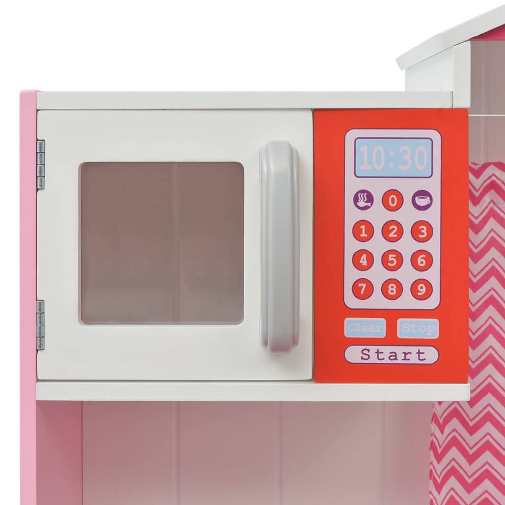 vidaXL Spielzeugküche Holz 82×30×100 cm Rosa und Weiß