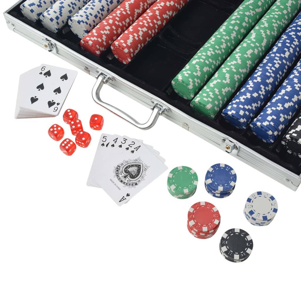 vidaXL Poker Set mit 1.000 Chips Aluminium