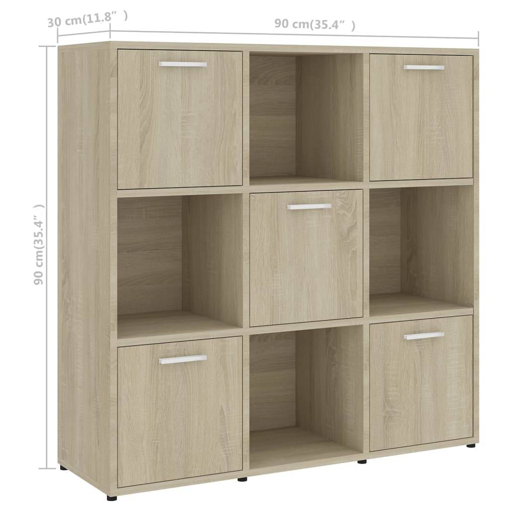 vidaXL Bücherregal Sonoma-Eiche 90x30x90 cm Holzwerkstoff