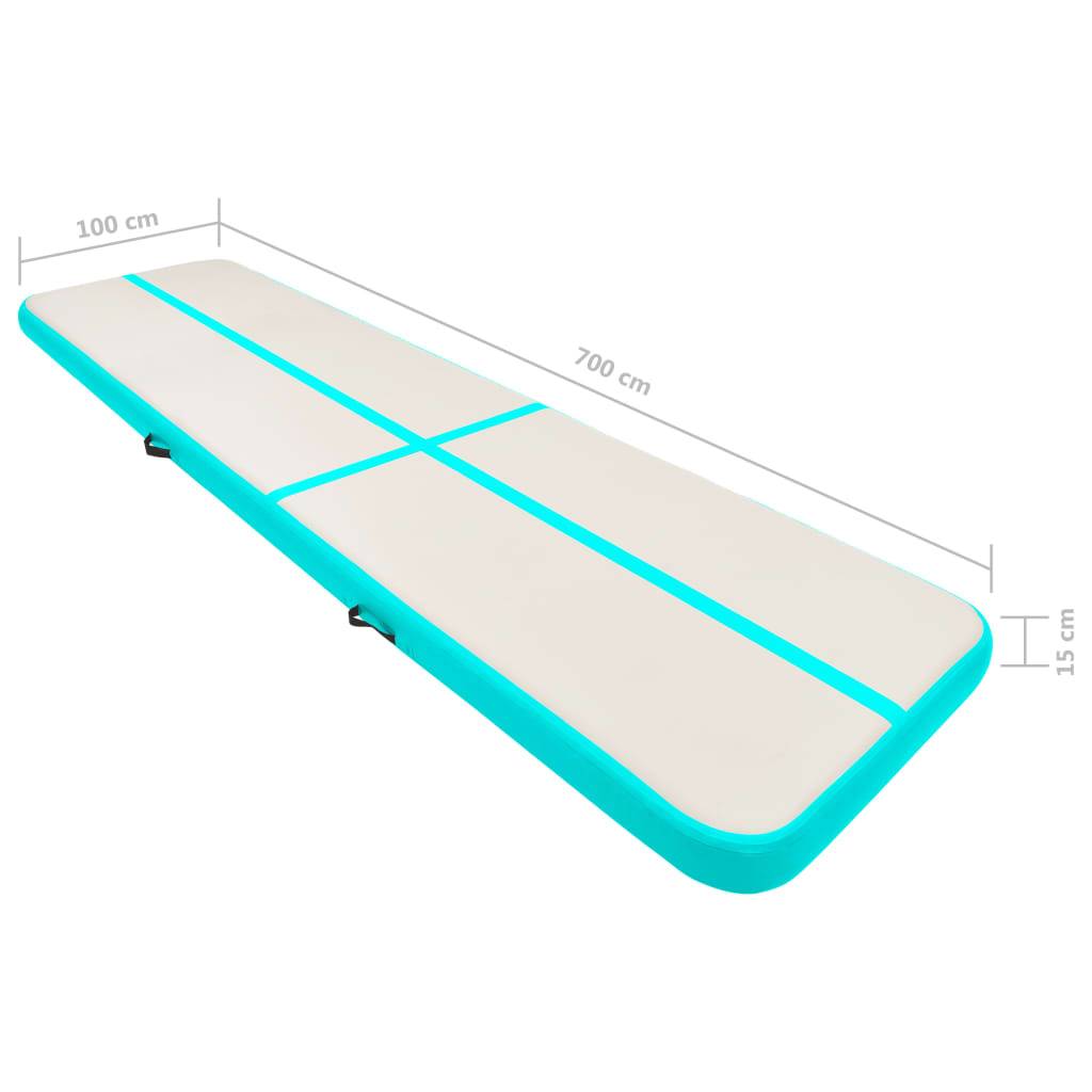 vidaXL Aufblasbare Gymnastikmatte mit Pumpe 700x100x15 cm PVC Grün