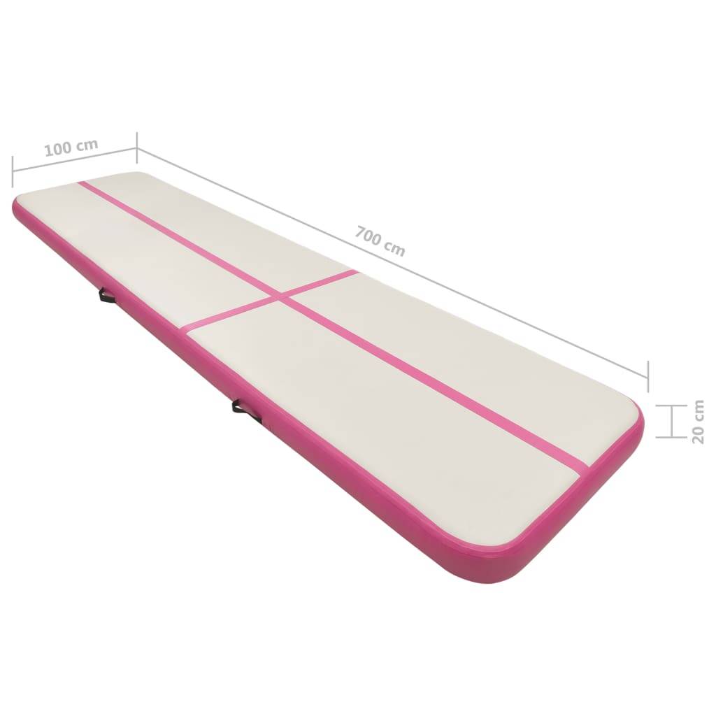 vidaXL Aufblasbare Gymnastikmatte mit Pumpe 700x100x20 cm PVC Rosa