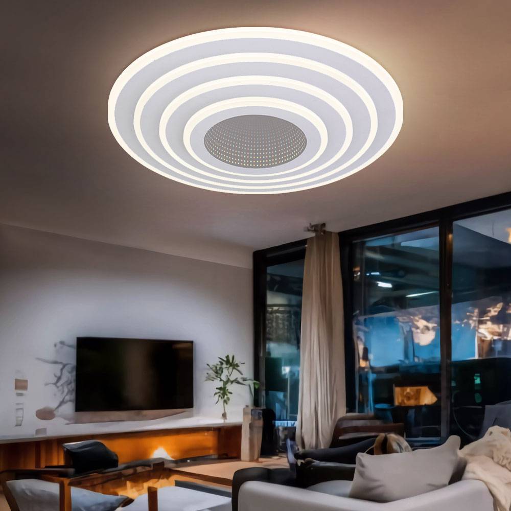 Smart Home Deckenleuchte LED CCT Deckenleuchte Smart Deckenlampe Schlafzimmer, mit Fernbedienung dimmbar, 1x Smart LED 50W 3000-6500 Kelvin, 50 cm