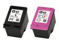 HP 62 Twin Pack - 2er-Pack - Schwarz, Farbe (Cyan, Magenta, Gelb)