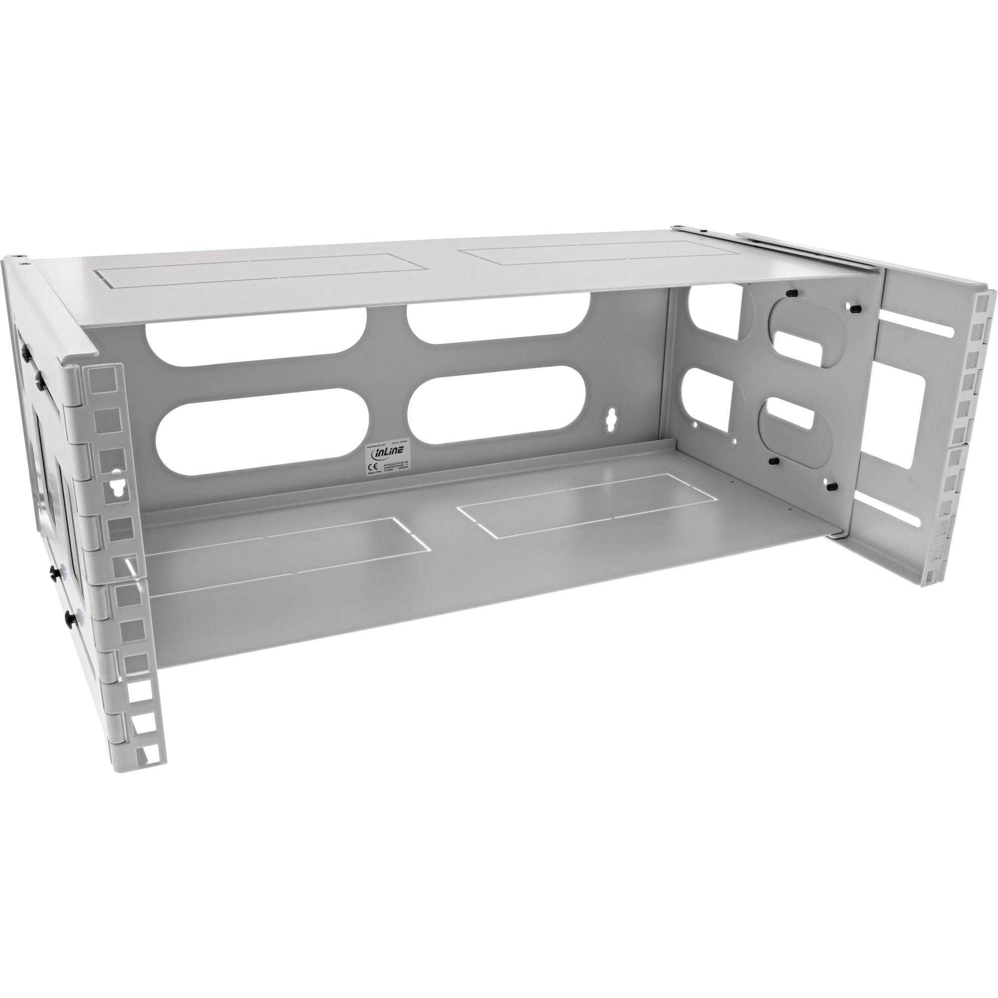 INLINE - 19"" Rack zur Wandmontage - 4HE - 24-40cm Tiefe - mit Abdeckung - grau