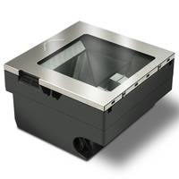 Schwarze Bodenlüftungsbox mit Metallrahmen oben und zentraler Öffnung für Rohrleitungen oder Luftverteilung.