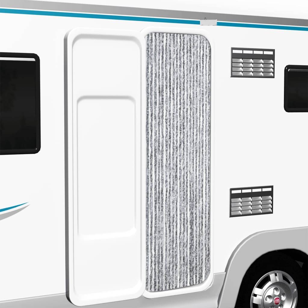 vidaXL Insektenschutz-Vorhang Weiß und Grau 56x200 cm Chenille