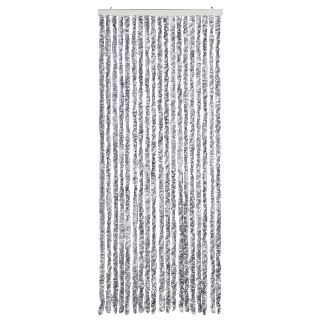 vidaXL Insektenschutz-Vorhang Weiß und Grau 56x185 cm Chenille