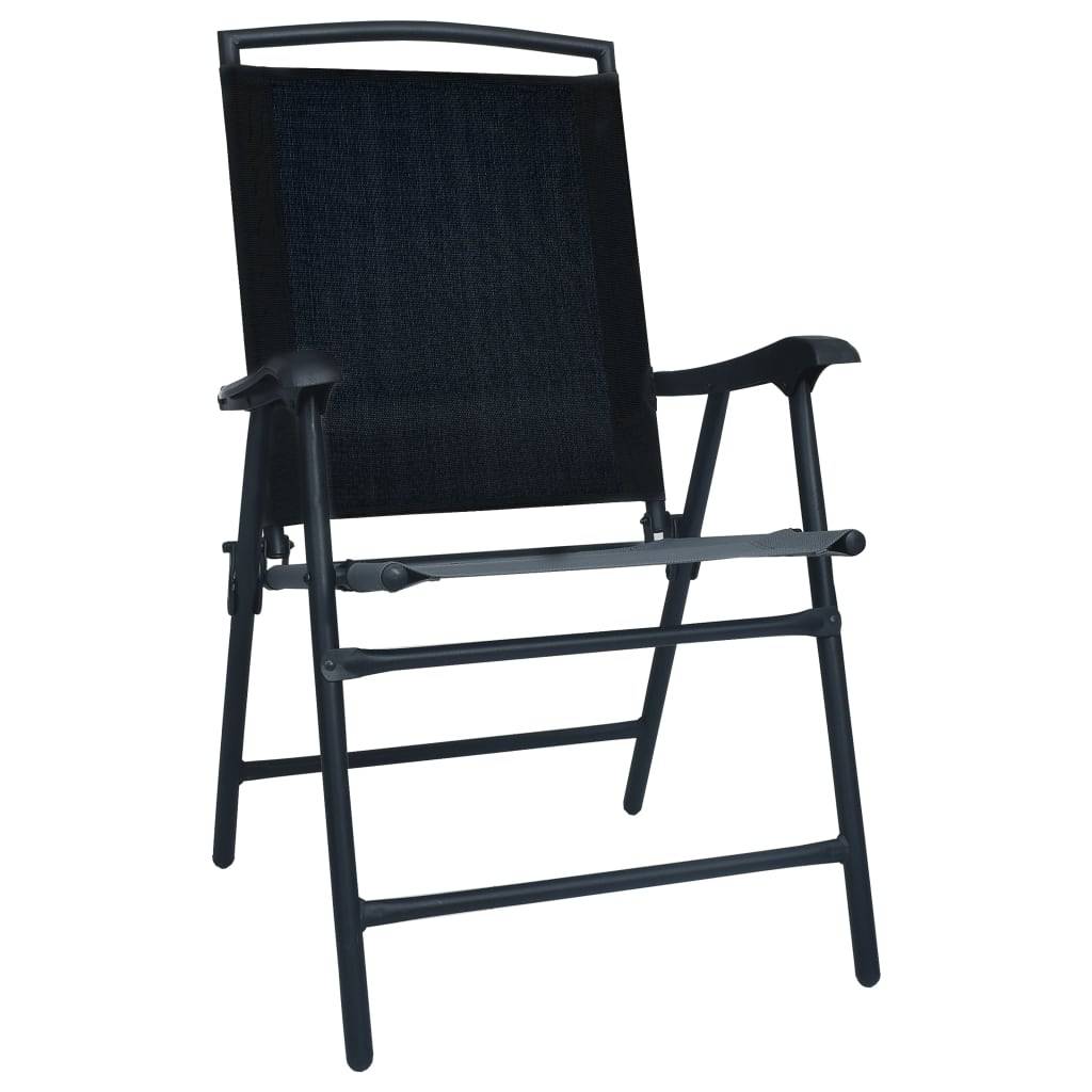vidaXL Klappbare Gartenstühle 2 Stk. Textilene Schwarz