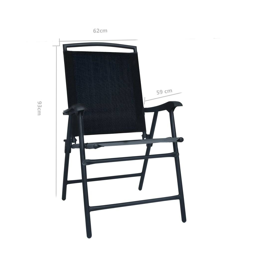 vidaXL Klappbare Gartenstühle 2 Stk. Textilene Schwarz