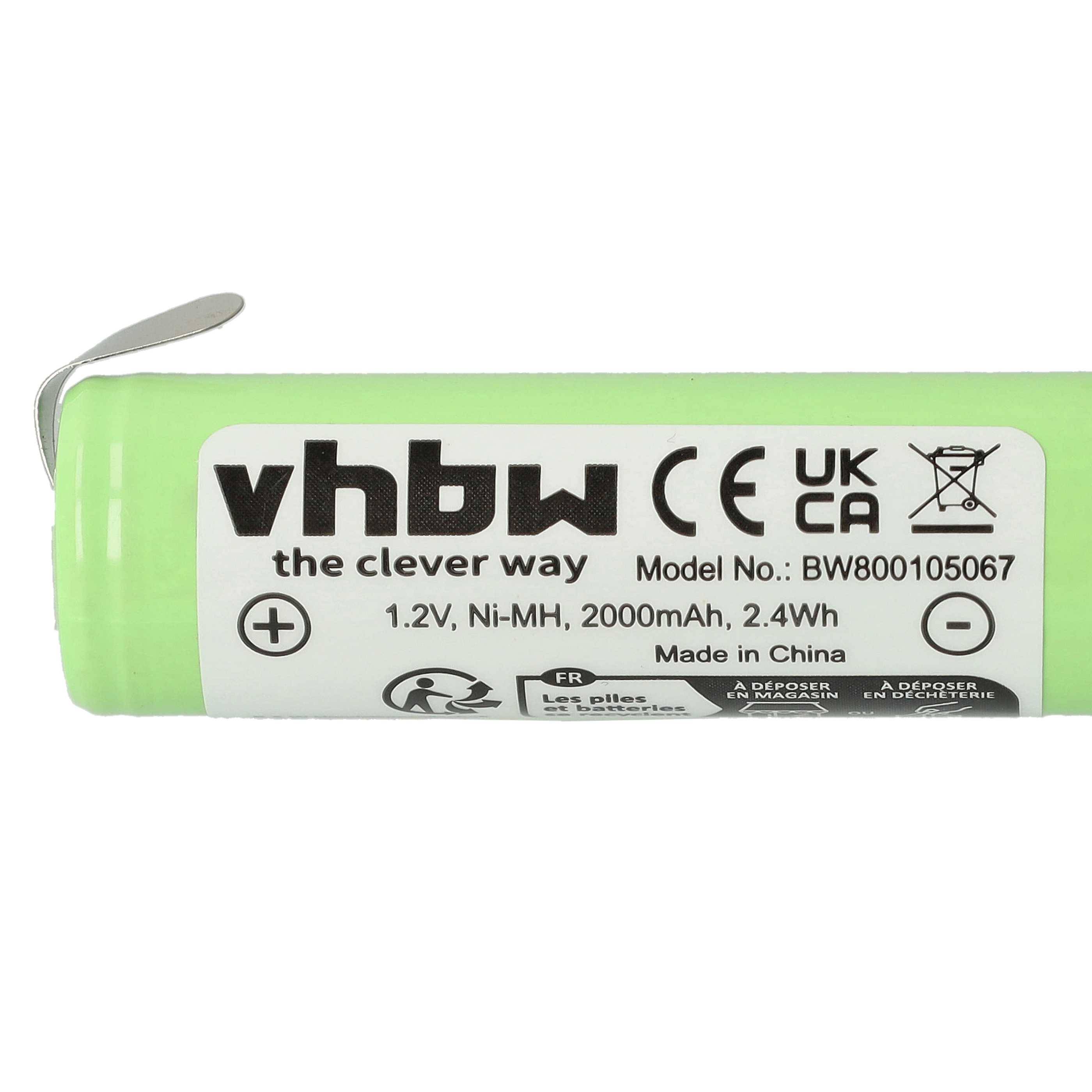 vhbw Akku kompatibel mit Grundig 8825, 8835, 8875, G7585, G8234, G8235, G8261 Rasierer Haarschneider (2000mAh, 1,2V, NiMH)
