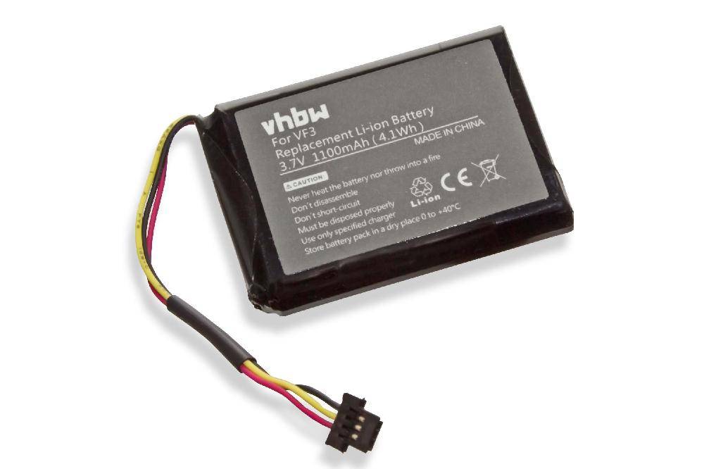 vhbw Akku Ersatz für TomTom VF3, FM68360420759 für GPS Navigation Navi (1100 mAh, 3,7 V, Li-Ion)