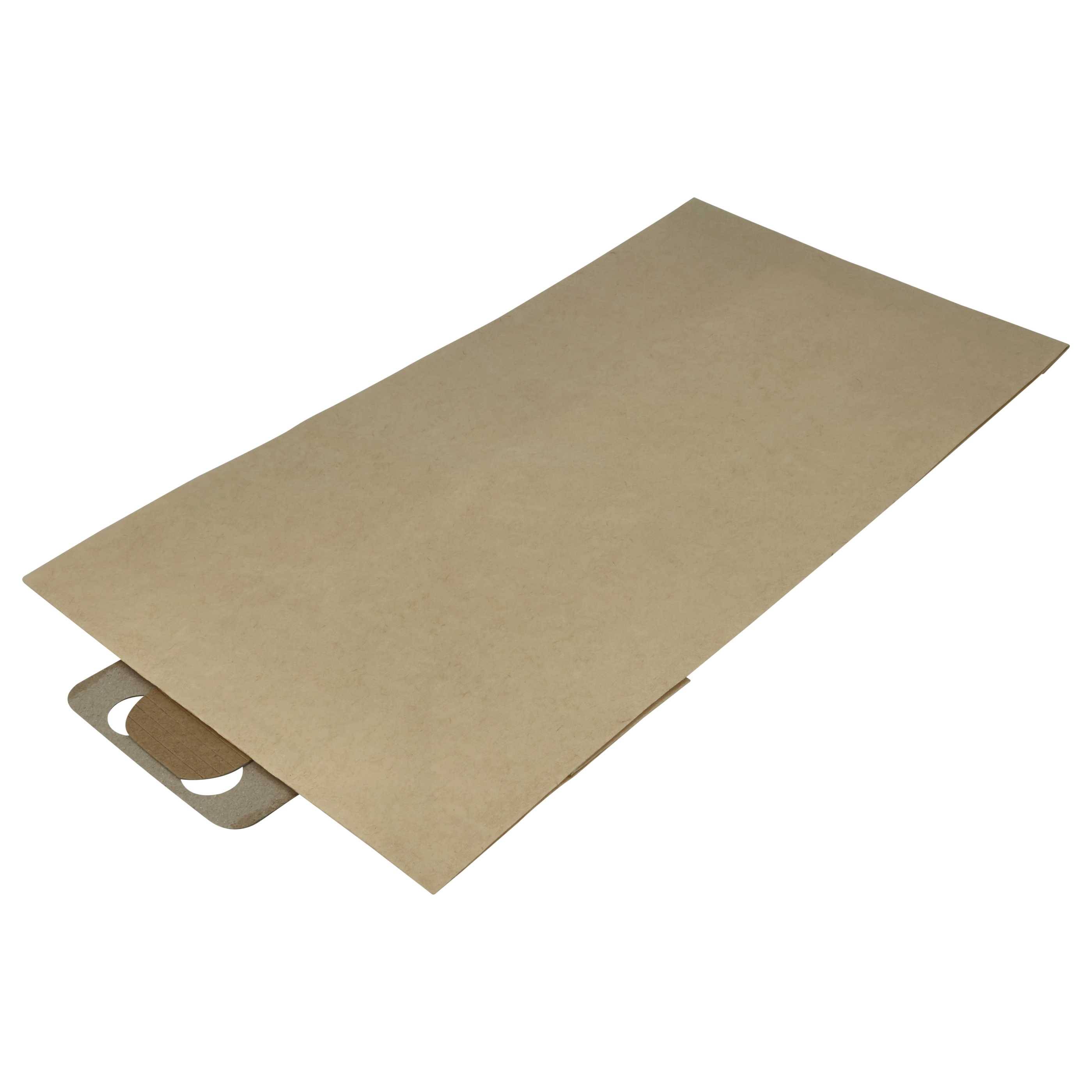 Ein flaches, rechteckiges Blatt aus braunem Karton mit teilweise sichtbaren Henkeln darunter, das zu Transport- oder Verpackungszwecken verwendet wird.