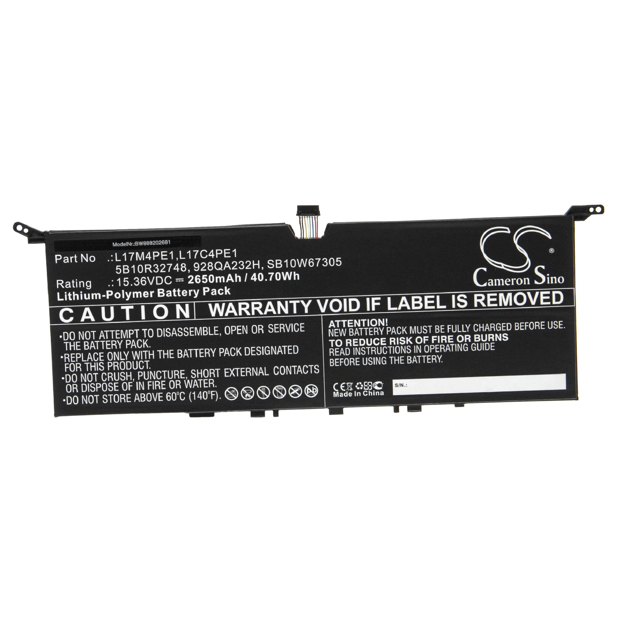 vhbw Akku kompatibel mit Lenovo Yoga S730-13IWL(81J0002QGE) Notebook (2650 mAh, 15,36 V, Li-Polymer)