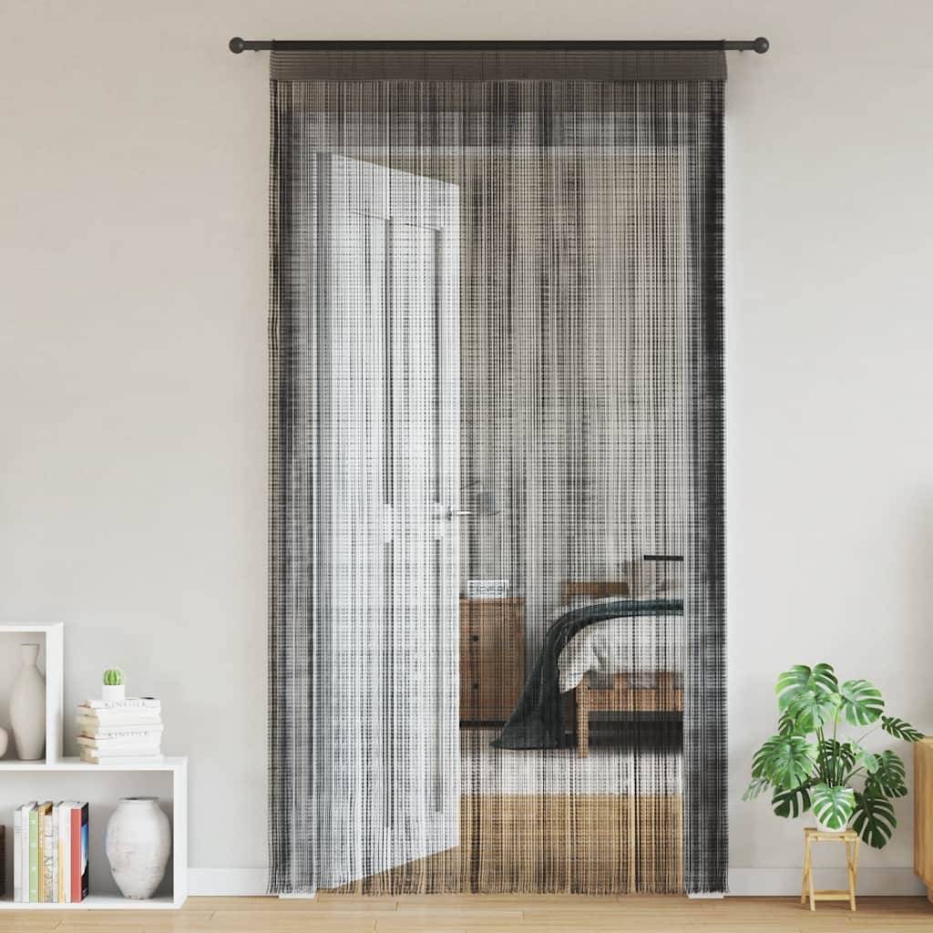 vidaXL Fadenvorhänge 2 Stk. 100 x 250 cm Schwarz