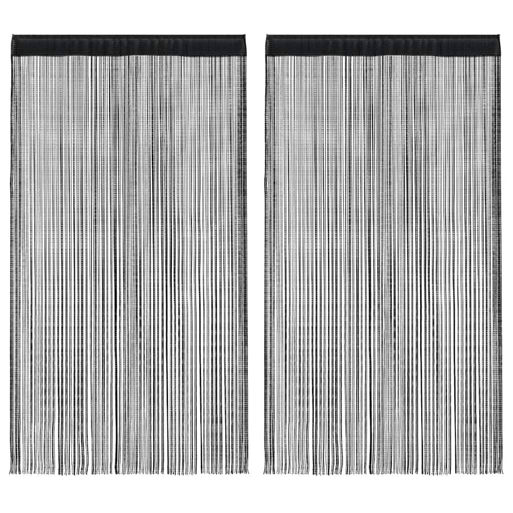 vidaXL Fadenvorhänge 2 Stk. 100 x 250 cm Schwarz