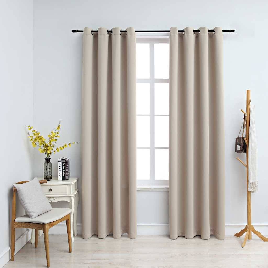vidaXL Verdunkelungsvorhänge mit Metallösen 2 Stk. Beige 140x225 cm