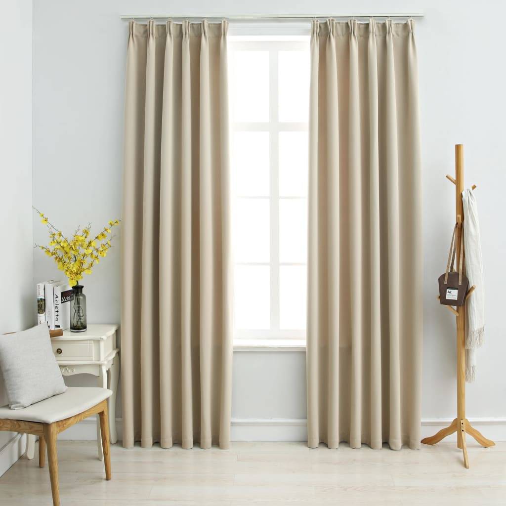 vidaXL Verdunkelungsvorhänge mit Haken 2 Stk. Beige 140x245cm
