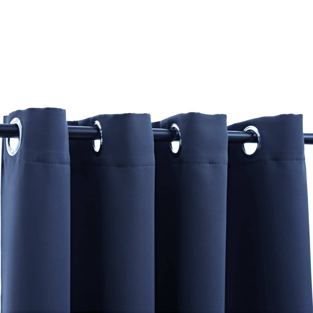 vidaXL Verdunkelungsvorhänge mit Metallösen 2 Stk. Blau 140x225cm