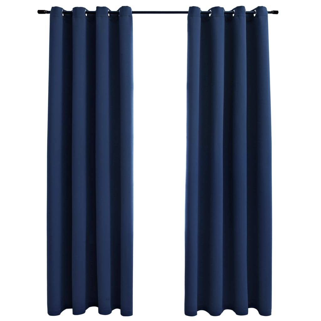 vidaXL Verdunkelungsvorhänge mit Metallösen 2 Stk. Blau 140x245cm