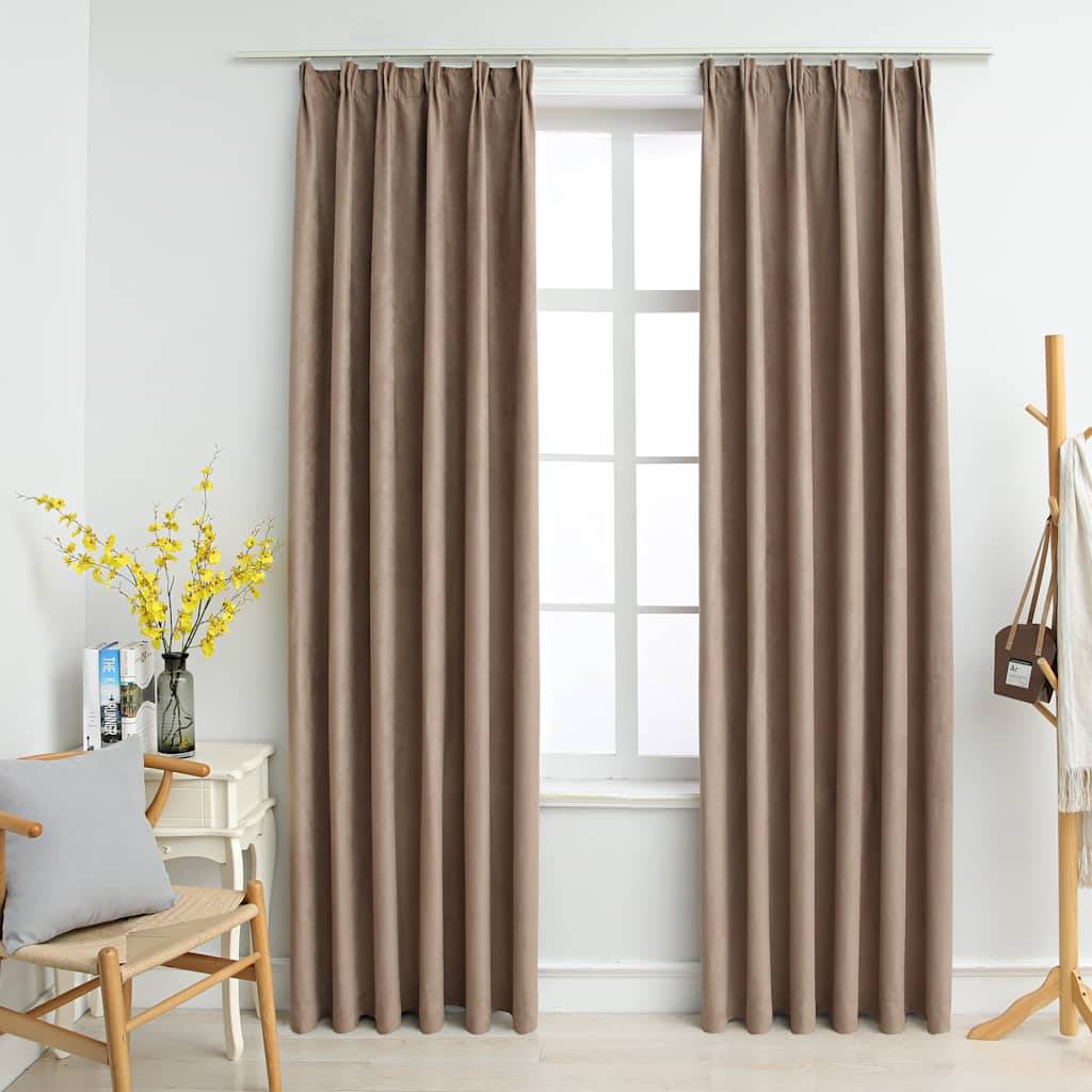 vidaXL Verdunkelungsvorhänge mit Haken 2 Stk. Taupe 140x245 cm