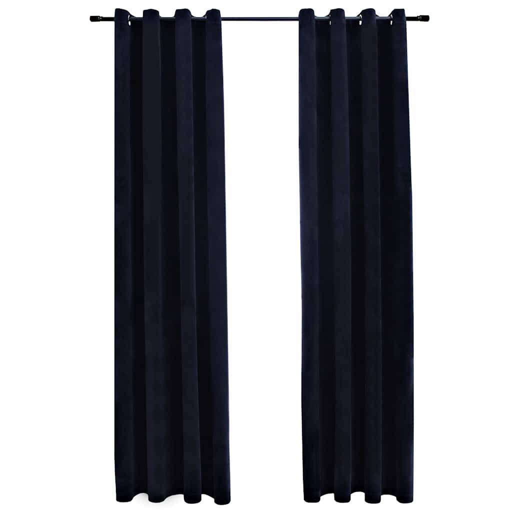 vidaXL Verdunkelungsvorhänge mit Ösen 2 Stk. Samt Schwarz 140x175 cm
