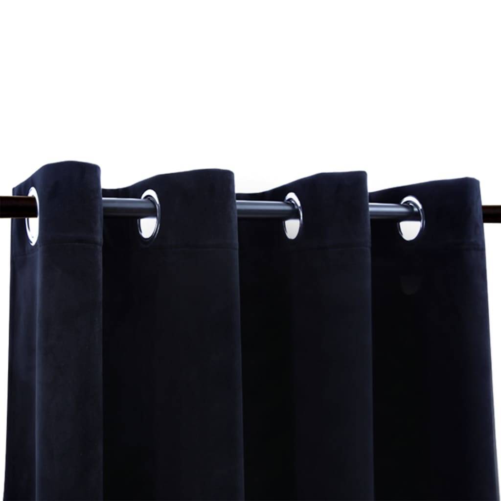 vidaXL Verdunkelungsvorhänge mit Ösen 2 Stk. Samt Schwarz 140x245 cm