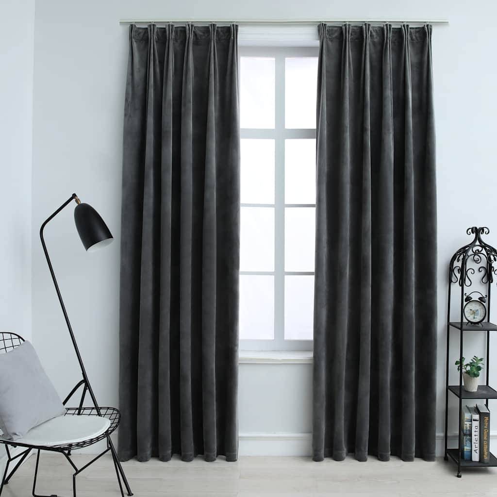 vidaXL Verdunkelungsvorhänge mit Haken 2 Stk. Samt Anthrazit 140x245cm