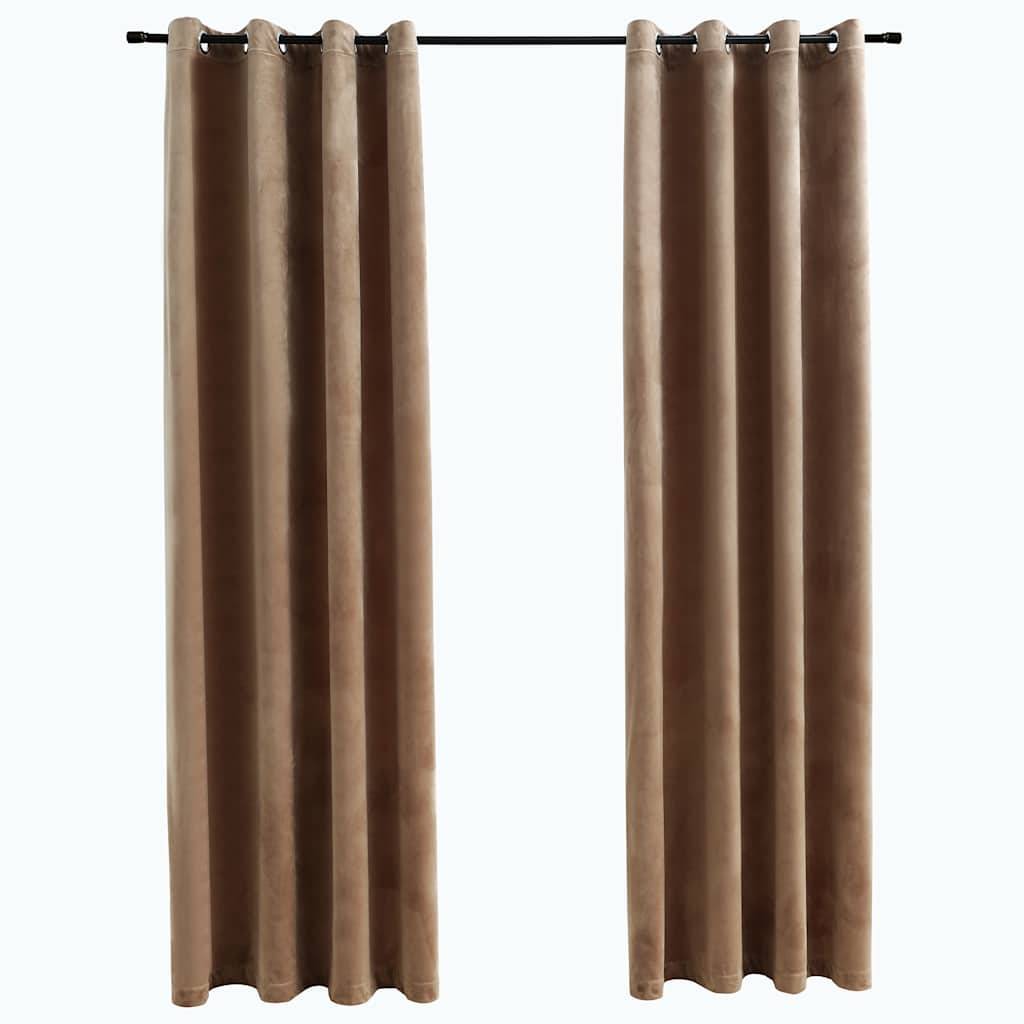 vidaXL Verdunkelungsvorhänge mit Ösen 2 Stk. Samt Beige 140x245 cm
