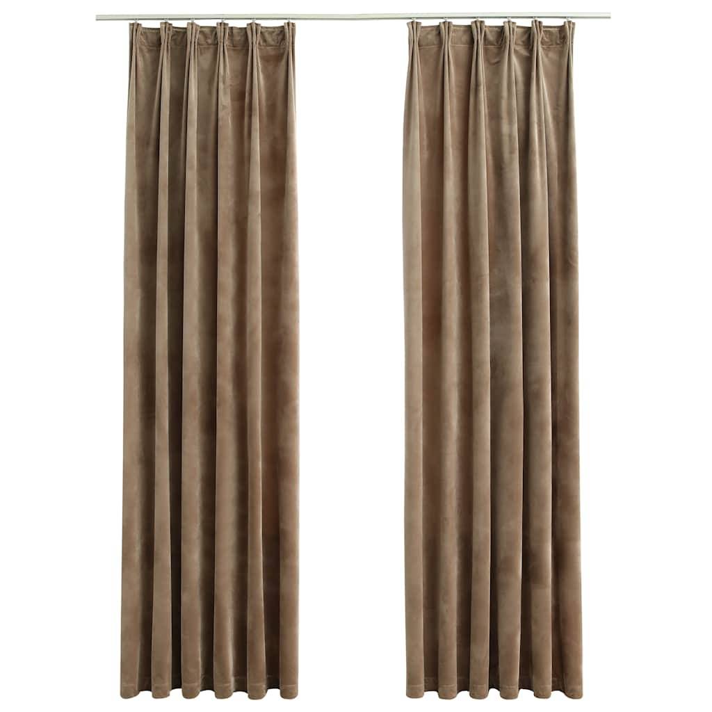 vidaXL Verdunkelungsvorhänge mit Haken 2 Stk. Samt Beige 140x245 cm
