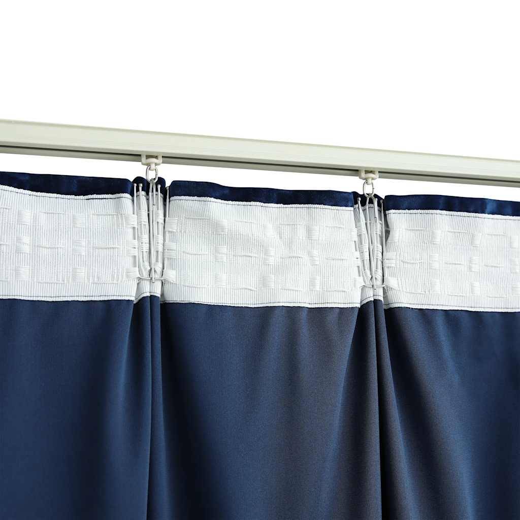 vidaXL Verdunkelungsvorhänge Haken 2 Stk. Samt Dunkelblau 140x175cm