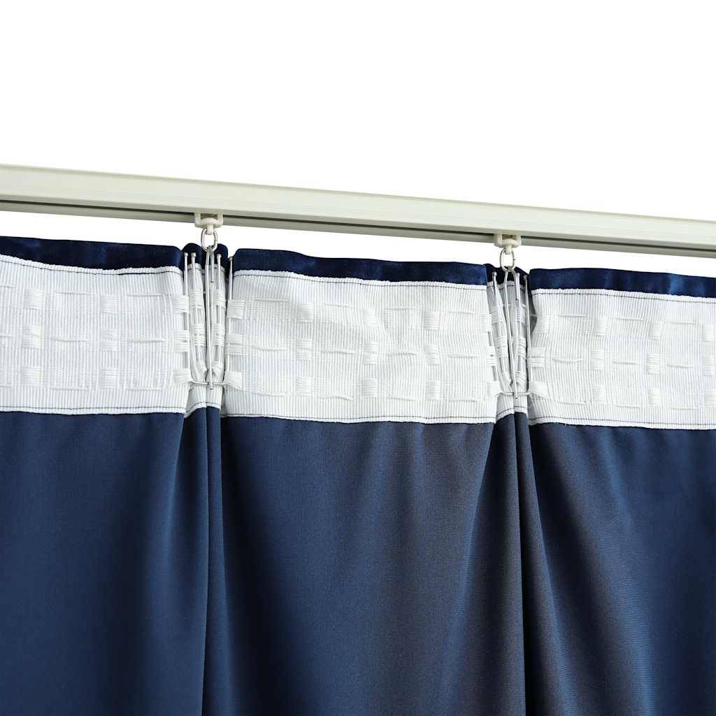 vidaXL Verdunkelungsvorhänge Haken 2 Stk. Samt Dunkelblau 140x225cm