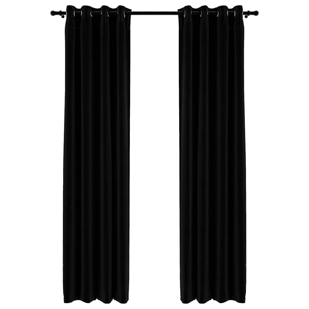 vidaXL Verdunkelungsvorhänge Ösen Leinenoptik 2 Stk. Schwarz 140x225cm