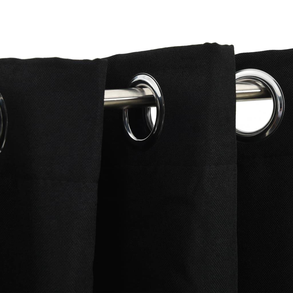 vidaXL Verdunkelungsvorhänge Ösen Leinenoptik 2 Stk. Schwarz 140x225cm