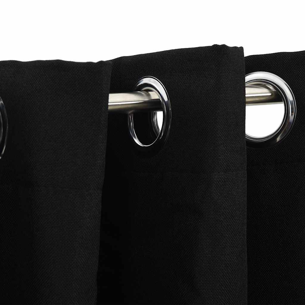 vidaXL Verdunkelungsvorhänge Ösen Leinenoptik 2 Stk. Schwarz 140x245cm