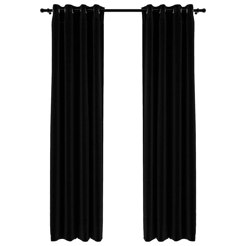 vidaXL Verdunkelungsvorhänge Ösen Leinenoptik 2 Stk. Schwarz 140x245cm
